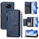 For Xiaomi Poco X3 Pro Multi-Card Slots Zipper Wallet Leather Phone Case(Blue) - 1