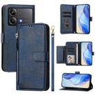 For Xiaomi Poco X6 Neo Global Multi-Card Slots Zipper Wallet Leather Phone Case(Blue) - 1