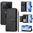 For Xiaomi Poco X6 Pro / Redmi K70E Multi-Card Slots Zipper Wallet Leather Phone Case(Black) - 1