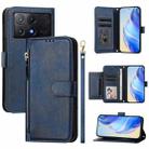 For Xiaomi Poco X6 Pro / Redmi K70E Multi-Card Slots Zipper Wallet Leather Phone Case(Blue) - 1