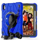 For iPad Air 11 2024 / 10.9 2022 Bat Hand Grip Turntable Stand Tablet Case(Blue Black) - 1