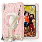 For iPad Air 11 2024 / 10.9 2022 Bat Hand Grip Turntable Stand Tablet Case(Pink White) - 1