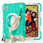 For iPad Pro 11 2024 Bat Hand Grip Turntable Stand Tablet Case(Mint Green White) - 1