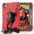 For iPad Pro 11 2024 Bat Hand Grip Turntable Stand Tablet Case(Red Black) - 1
