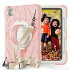 For iPad Pro 11 2024 Bat Hand Grip Turntable Stand Tablet Case(Pink White) - 1