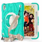 For iPad 10th Gen 10.9 2022 Bat Hand Grip Turntable Stand Tablet Case(Mint Green White) - 1