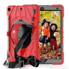 For iPad 10.2 2021 / 2020 / 2019 Bat Hand Grip Turntable Stand Tablet Case(Red Black) - 1