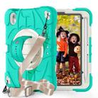 For iPad mini 6 / mini 2024 Bat Hand Grip Turntable Stand Tablet Case(Mint Green White) - 1
