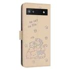 For Google Pixel 6a Embossed Kitten Phone Leather Case with Lanyard(Beige) - 3