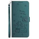 For Google Pixel 6a Embossed Kitten Phone Leather Case with Lanyard(Dark Green) - 2