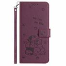 For Google Pixel 6a Embossed Kitten Phone Leather Case with Lanyard(Wine Red) - 2