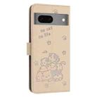 For Google Pixel 7 Embossed Kitten Phone Leather Case with Lanyard(Beige) - 3