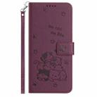 For Google Pixel 7a Embossed Kitten Phone Leather Case with Lanyard(Wine Red) - 2