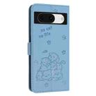 For Google Pixel 8 Embossed Kitten Phone Leather Case with Lanyard(Blue) - 3