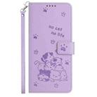 For Google Pixel 8 Pro Embossed Kitten Phone Leather Case with Lanyard(Purple) - 2