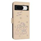 For Google Pixel 8a Embossed Kitten Phone Leather Case with Lanyard(Beige) - 3