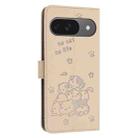 For Google Pixel 9 / 9 Pro Embossed Kitten Phone Leather Case with Lanyard(Beige) - 3