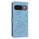 For Google Pixel 9 / 9 Pro Embossed Kitten Phone Leather Case with Lanyard(Blue) - 3