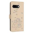 For Google Pixel 9a Embossed Kitten Phone Leather Case with Lanyard(Beige) - 3