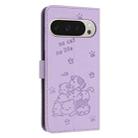 For Google Pixel 10 Pro XL Embossed Kitten Phone Leather Case with Lanyard(Purple) - 3