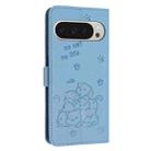 For Google Pixel 10 Pro XL Embossed Kitten Phone Leather Case with Lanyard(Blue) - 3