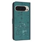 For Google Pixel 10 Pro XL Embossed Kitten Phone Leather Case with Lanyard(Dark Green) - 3