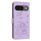 For Google Pixel 10 / 10 Pro Embossed Kitten Phone Leather Case with Lanyard(Purple) - 3