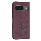 For Google Pixel 10 / 10 Pro Embossed Kitten Phone Leather Case with Lanyard(Wine Red) - 3