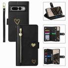 For Google Pixel 7 Pro POLA Love Multi-Card Slots Zipper Wallet Leather Phone Case(Black) - 1