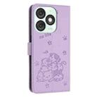 For itel A50 Embossed Kitten Phone Leather Case with Lanyard(Purple) - 3