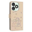 For itel A50 Embossed Kitten Phone Leather Case with Lanyard(Beige) - 3