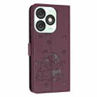 For itel A50 Embossed Kitten Phone Leather Case with Lanyard(Wine Red) - 3