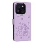 For itel A50C Embossed Kitten Phone Leather Case with Lanyard(Purple) - 3