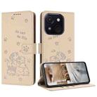 For itel A50C Embossed Kitten Phone Leather Case with Lanyard(Beige) - 1