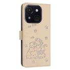 For itel A50C Embossed Kitten Phone Leather Case with Lanyard(Beige) - 3