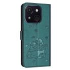 For itel A50C Embossed Kitten Phone Leather Case with Lanyard(Dark Green) - 3