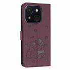 For itel A50C Embossed Kitten Phone Leather Case with Lanyard(Wine Red) - 3