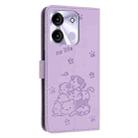 For itel A60 / A60s Embossed Kitten Phone Leather Case with Lanyard(Purple) - 3