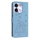 For itel A60 / A60s Embossed Kitten Phone Leather Case with Lanyard(Blue) - 3