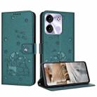 For itel A60 / A60s Embossed Kitten Phone Leather Case with Lanyard(Dark Green) - 1