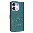 For itel A60 / A60s Embossed Kitten Phone Leather Case with Lanyard(Dark Green) - 3