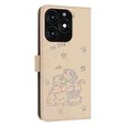 For itel A70 Embossed Kitten Phone Leather Case with Lanyard(Beige) - 3