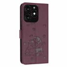 For itel A70 Embossed Kitten Phone Leather Case with Lanyard(Wine Red) - 3