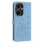 For itel P55+ Embossed Kitten Phone Leather Case with Lanyard(Blue) - 3