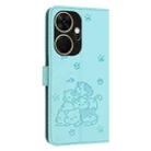 For itel P55+ Embossed Kitten Phone Leather Case with Lanyard(Mint Green) - 3