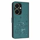 For itel P55+ Embossed Kitten Phone Leather Case with Lanyard(Dark Green) - 3