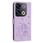 For itel P65 4G / P671L Embossed Kitten Phone Leather Case with Lanyard(Purple) - 3