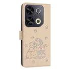 For itel P65 4G / P671L Embossed Kitten Phone Leather Case with Lanyard(Beige) - 3