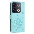 For itel P65 4G / P671L Embossed Kitten Phone Leather Case with Lanyard(Mint Green) - 3