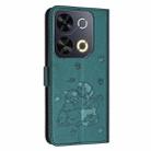 For itel P65 4G / P671L Embossed Kitten Phone Leather Case with Lanyard(Dark Green) - 3